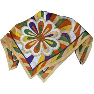VTG Paoli Square Scarf Mid-Century Modern Floral Boho Hippie Retro 70s Accessory